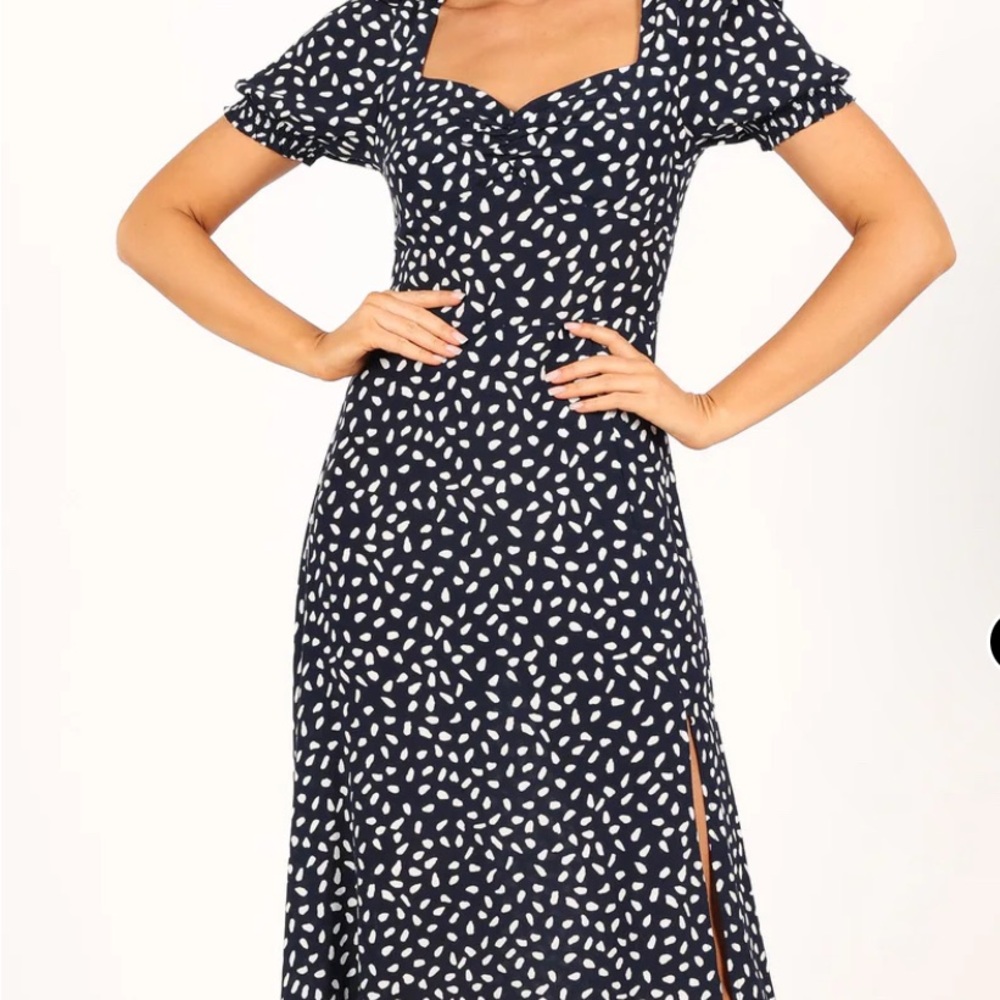 Navy and White Polka Dot Dress